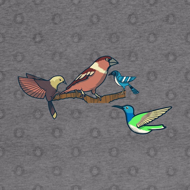 Hand Drawn Flying Bird Branch by Mako Design 